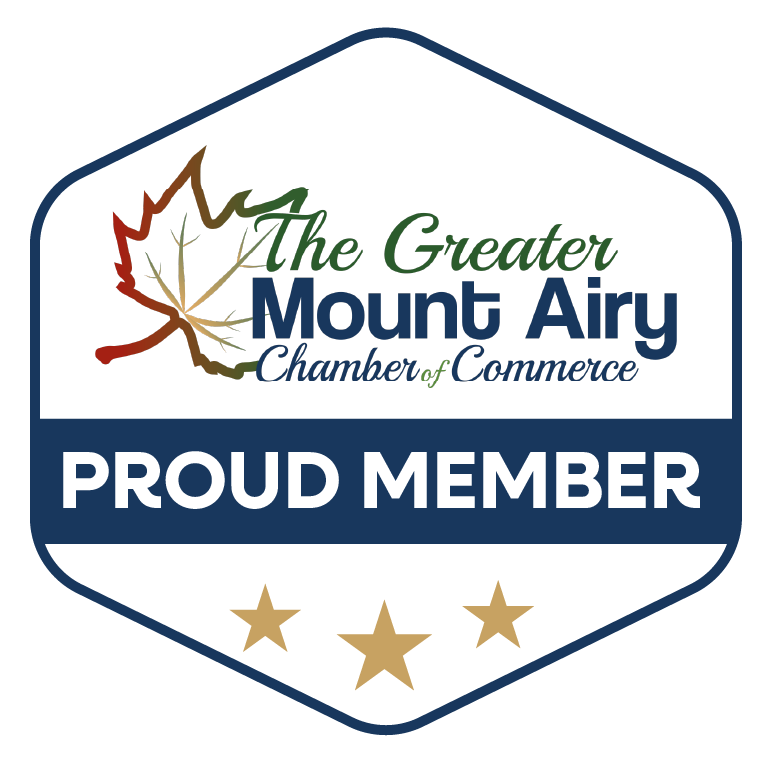 Greater Mount Airy Chamber of Commerce member badge.