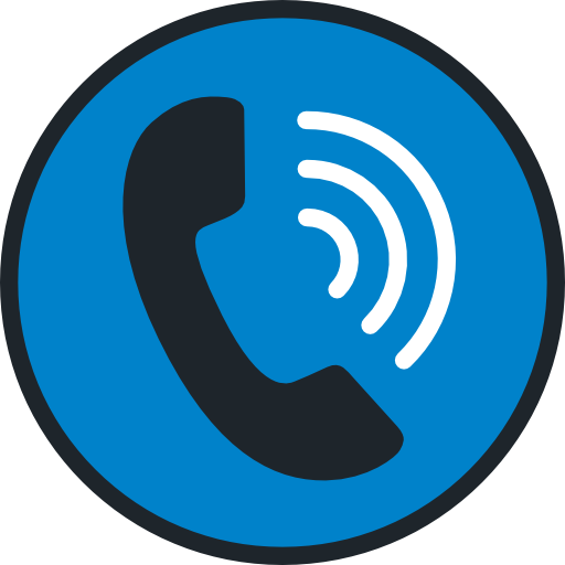 Blue call icon with sound waves