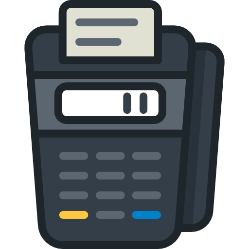 Black handheld card payment machine.