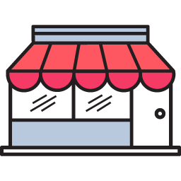 Storefront with red awning icon.