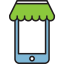 Online shopping on mobile device icon